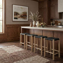 Load image into Gallery viewer, Entwine - Vegan Leather Upholstered Backless Counter Stool - Painted Natural