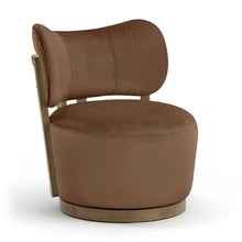 Load image into Gallery viewer, Elara - Velvet Upholstered Swivel Accent Chair - Stained Brown