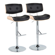 Load image into Gallery viewer, Lombardi - Contemporary Adjustable Barstool With Swivel With Straight T Footrest (Set of 2)