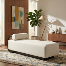 Load image into Gallery viewer, Zephyr - Linen Textured Fabric Upholstered Chaise - Painted Black Base