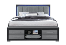 Load image into Gallery viewer, Emma - King Bed Headboard With LED And USB - Gray / Black