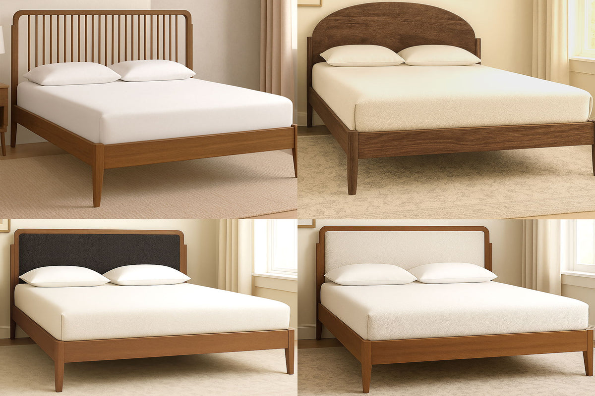 5/0 Queen Platform Bed Side Rails & Roll Up Slat Kit - Walnut