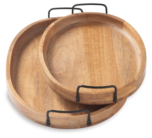 Jocelyne - Tray Set (Set of 2) - Brown / Black