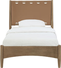 Load image into Gallery viewer, Santos - Vegan Leather Headboard And Wood Bed - Waxed Brown Frame