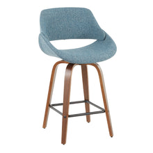 Load image into Gallery viewer, Fabrico - Mid-Century Modern Counter Stool (Set of 2) - Walnut / Blue