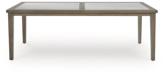 Rainier Ranch - Rectangle Dining Table With Umbrella Option - Brown / Beige