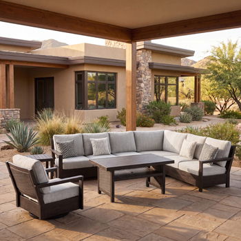 Mesa Valley - RAF/LAF Loveseat With Cushion (Set of 2) - Light Gray / Dark Brown - Ego Home Furniture