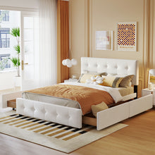 Load image into Gallery viewer, Upholstered Platform Bed With Classic Headboard And Drawers, No Box Spring Needed