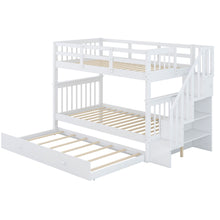 Load image into Gallery viewer, Stairway Bunk Bed With Storage And Guard Rail For Bedroom