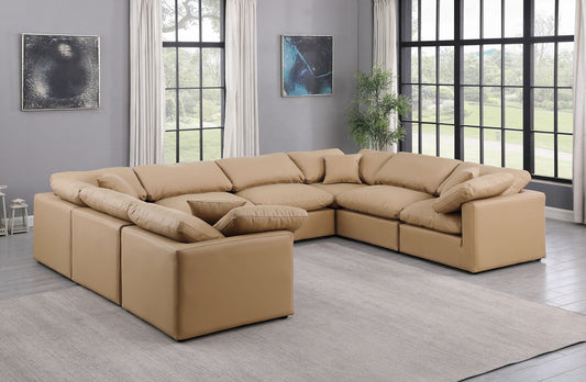 Indulge - Faux Leather 8 Piece Modular Sectional - Tan