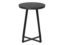 Load image into Gallery viewer, Accent Table, Side, Round Marble Look Contemporary & Modern - Black
