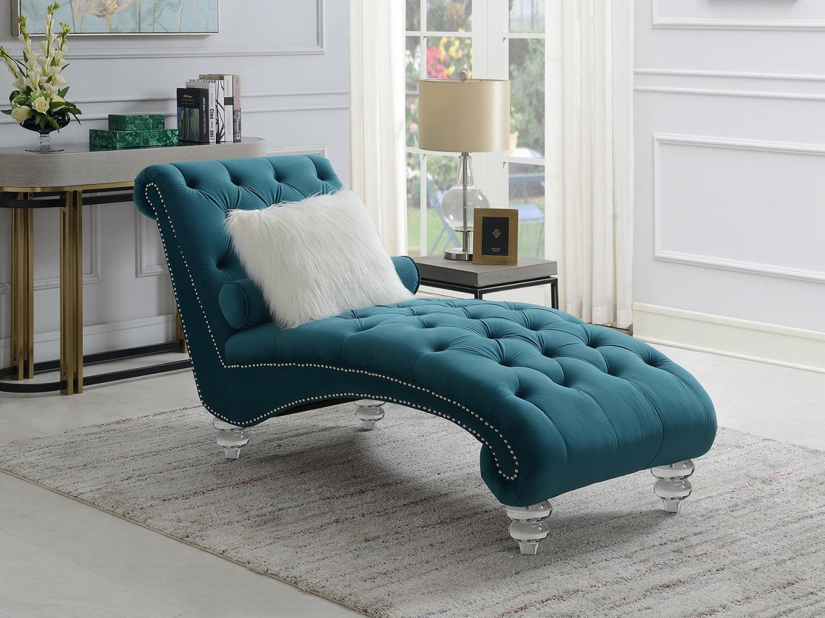 U215-CH - Chaise With Acrylic Legs - Turquoise
