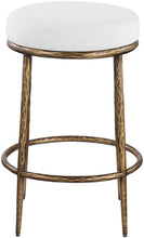Load image into Gallery viewer, Ferro - Upholstered Backless Counter Stool With Brushed Gold Base