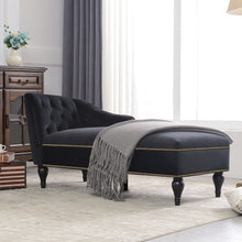 Load image into Gallery viewer, Velvet Chaise Lounge, Button Tufted Right Arm Facing Lounge Chair With Nailhead Trim For Living Room - Black