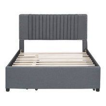 Load image into Gallery viewer, Upholstered Platform Bed With Drawers, Classic Headboard Design