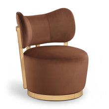 Load image into Gallery viewer, Elara - Velvet Upholstered Swivel Accent Chair - Stained Natural