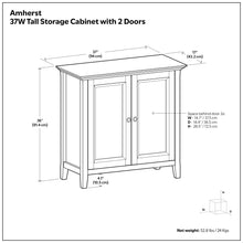 Load image into Gallery viewer, Amherst - 2 Door Storage Cabinet & Adjustable Shelving - Brown