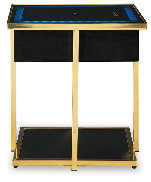 Rexwell - Accent Table With Speaker - Black / Gold Finish