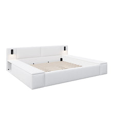 Load image into Gallery viewer, Upholstered Platform Bed Frame With Hidden Storage, Built-In Nightstands & LED Reading Lights