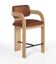 Load image into Gallery viewer, Cedra - Velvet Performance Fabric Upholstered Counter Stool - Cognac