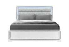 Load image into Gallery viewer, Soleil - King Bed Headboard With LED, Footboard And Slats - White