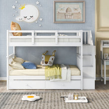Load image into Gallery viewer, Stairway Bunk Bed With Storage And Guard Rail For Bedroom
