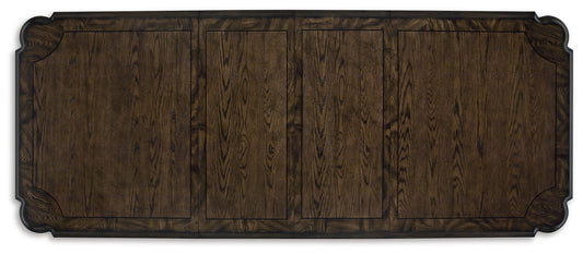 Maylee - 9 Pc. - Dining Extension Table, 4 Side Chairs, 2 Arm Chairs, Storage Bench, Buffet And Hutch - Dark Brown