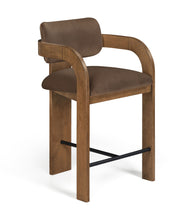 Load image into Gallery viewer, Cedra - Velvet Performance Fabric Upholstered Counter Stool - Brown Frame