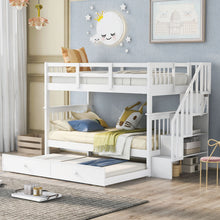 Load image into Gallery viewer, Stairway Bunk Bed With Storage And Guard Rail For Bedroom