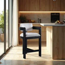 Load image into Gallery viewer, Sacha - Linen Stool With Black Base