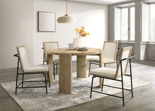 Load image into Gallery viewer, Bowen - Round Dining Table With Cream Color Upholstered Chairs (Set of 5) - Oak Finish