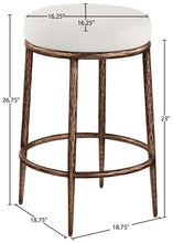 Load image into Gallery viewer, Ferro - Linen Textured Performance Fabric Upholstered Backless Counter Stool - Cream / Brushed Bronze