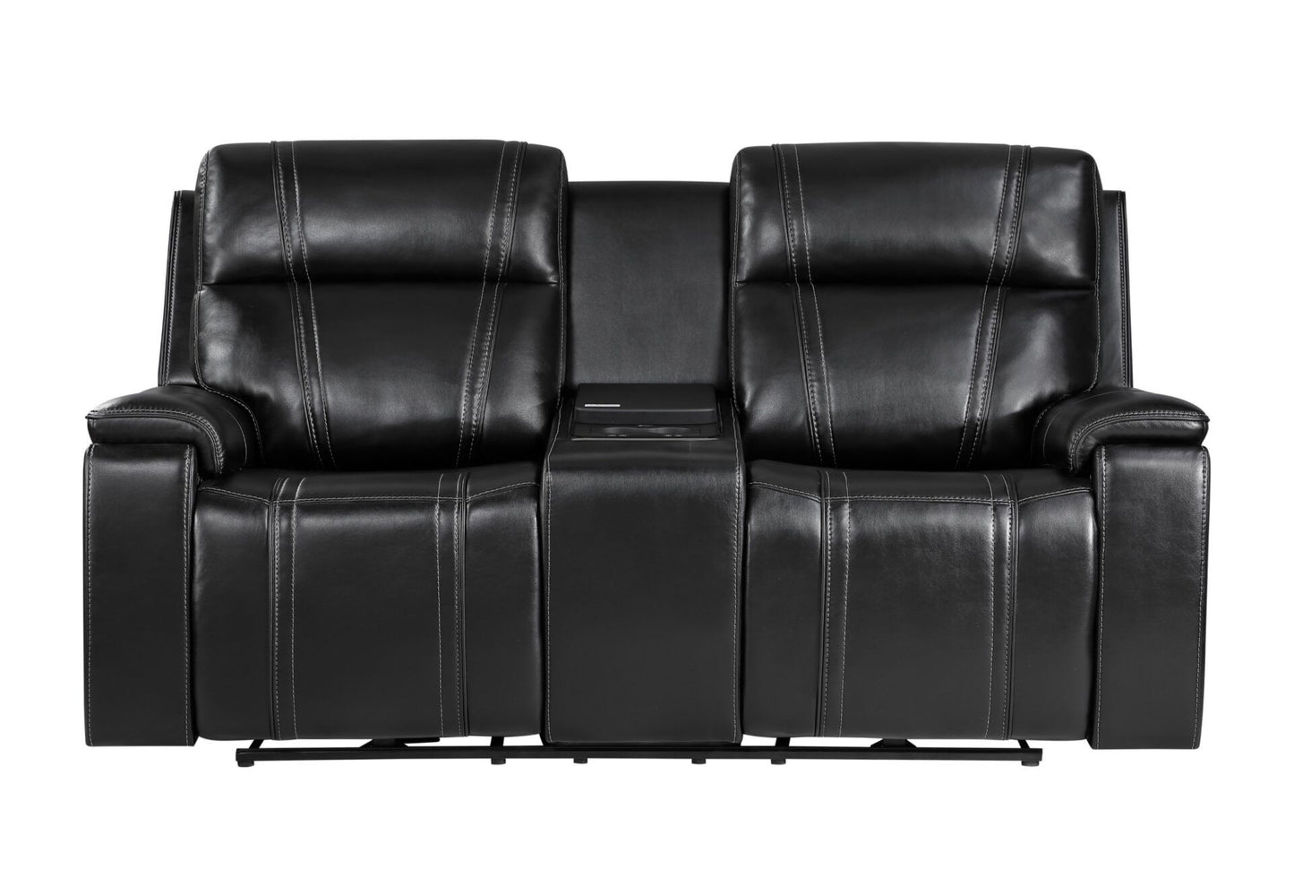 U8881 / U8880 - Leather Power Reclining Sofa / Power Console Reclining Loveseat / Power Recliner - Black