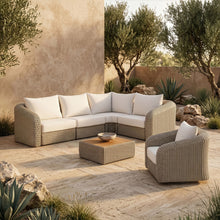 Load image into Gallery viewer, Seacrest - 123.25" Olefin Water Resistant Fabric And Wicker 4 Piece Outdoor Patio Modular Sectional
