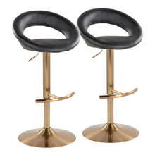 Load image into Gallery viewer, Posh - Contemporary / Glam Adjustable Barstool With Swivel With Rounded T Footrest (Set of 2)