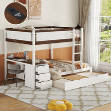 Load image into Gallery viewer, Bunk Bed With Twin Size Trundle, Storage And Desk