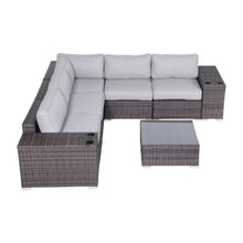 Load image into Gallery viewer, Modern Patio Rattan Sectional Set With Cushions