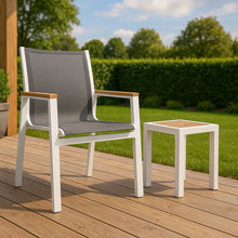 Load image into Gallery viewer, Nizuc - Outdoor Patio Dining Arm Chair With White Frame And Natural Arms (Set of 2)