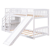 Load image into Gallery viewer, Twin Over Twin Stairway Bunk Bed With Two Drawers And Slide
