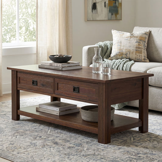 Monroe - Rectangular Coffee Table With Drawers - Brown