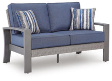 Load image into Gallery viewer, Half Moon Beach - Loveseat With Cushion - Blue / Gray
