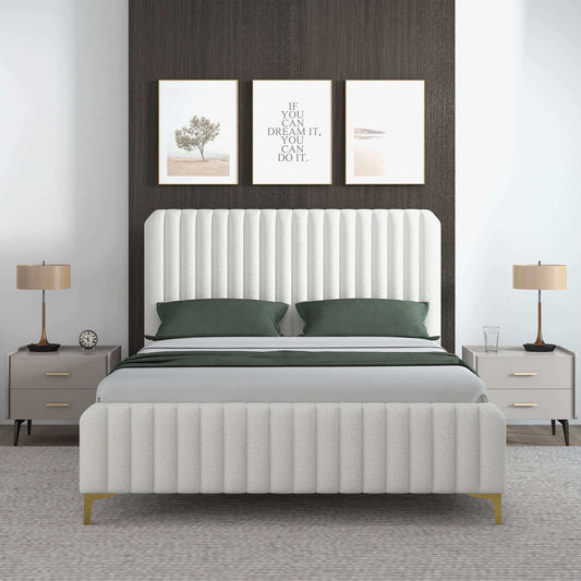 Valery - King Size Platform Bed - Cream - Ego Home Furniture