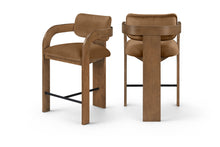 Load image into Gallery viewer, Cedra - Velvet Performance Fabric Upholstered Counter Stool - Brown Frame