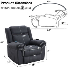 Load image into Gallery viewer, Domana - Polished Microfiber Power Nirion Recliner With Lift Heating Massage Chair - Dark Blue