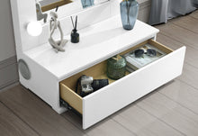 Load image into Gallery viewer, Ella - Narrow Tall Mirror With Drawer And Speakers - White