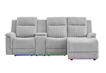 Load image into Gallery viewer, U8879 - 1 Power LAF Console Reclining Loveseat With LED And Global Surround Sound Speaker - Light Gray