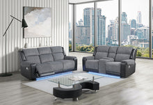 Load image into Gallery viewer, U5914/U5915 - Reclining Sofa And Console Reclining Loveseat With Immersive Sound And Blue LED - Black / Gray