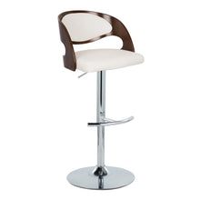 Load image into Gallery viewer, Pino - Mid-Century Modern Adjustable Barstool With Swivel With Rounded T Footrest (Set of 2) - Chrome / Cherry / White