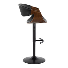 Load image into Gallery viewer, Symphony - Mid-Century Modern Adjustable Barstool With Swivel With Rounded T Footrest (Set of 2) - Black / Walnut / Black