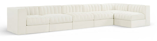 Rummi - Velvet Performance Fabric Upholstered 6 Piece Modular Sectional, L-Shaped (Right)